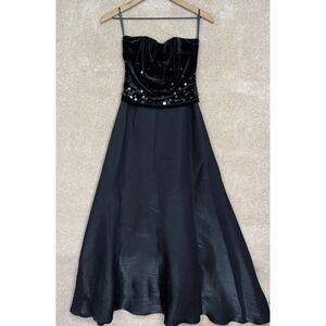 Vintage Scott McClintock Velvet Dress Size 4 Petite 4P Black‎ Sequin Formal Gown